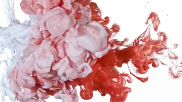 Encre d'or blanc et rouge dans l'eau — Video