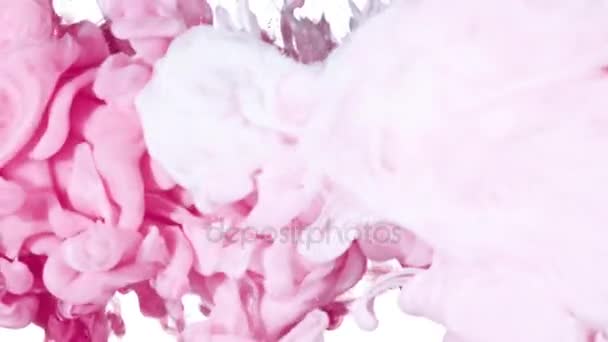 Wit en roze inkt in Water — Stockvideo