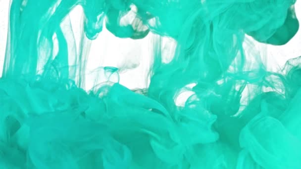 Gele en Turquoise inkt in Water — Stockvideo