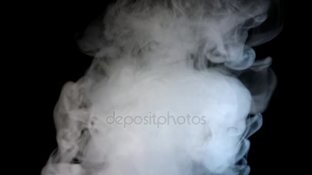 Fehér füst elszigetelt fekete háttér — Stock videók