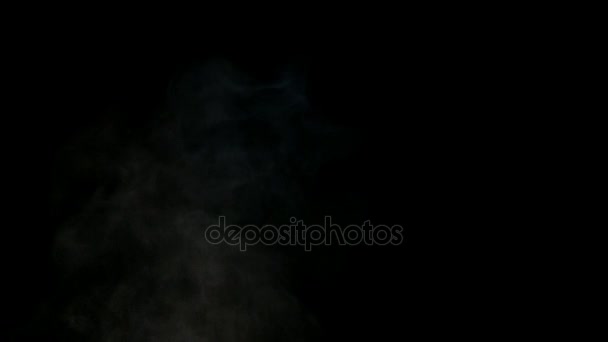 Bílý kouř izolovaný na černém pozadí — Stock video