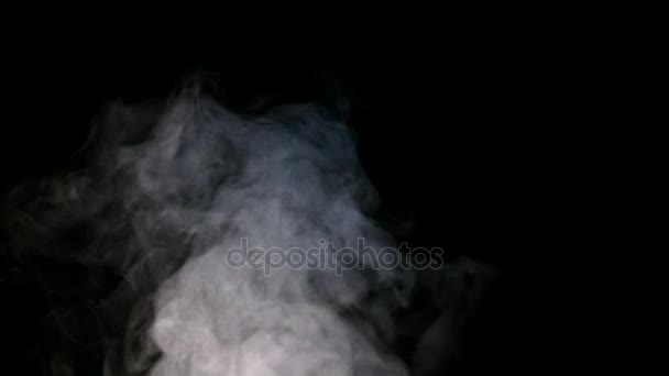 White Smoke Isolated on Black Background — Stock Video