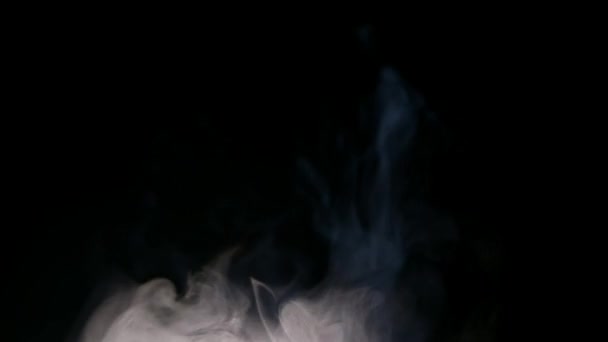 Vapor de agua blanca sobre fondo negro . — Vídeos de Stock