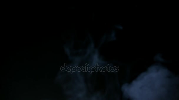 White Smoke Isolated on Black Background — Stock Video