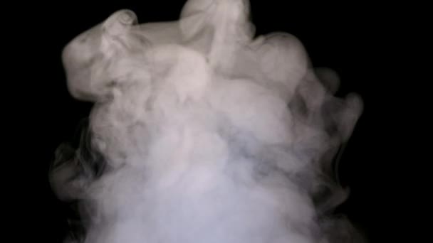 Mlha parní kouř izolované na černém pozadí — Stock video