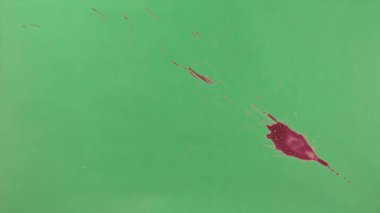 Kırmızı mürekkep sıçramak yeşil ekran arka planı üzerinde