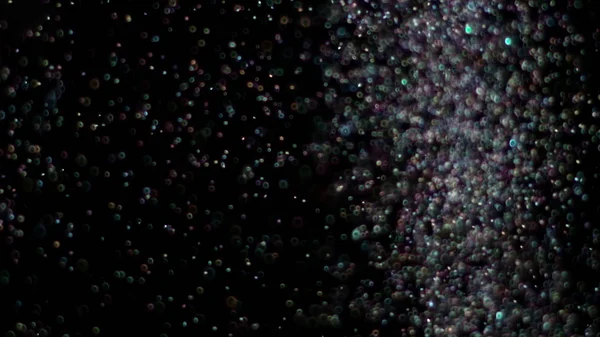 Realistische Glitter exploderen op zwarte achtergrond. — Stockfoto