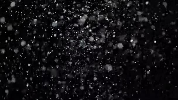 Slow Motion Snow on Black Background, — Stock Video