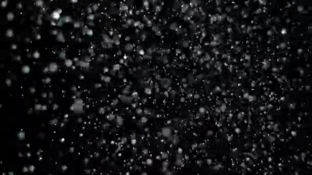 Langsom bevegelse Snø på svart bakgrunn , – stockvideo