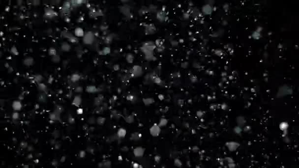 Neve al rallentatore su sfondo nero , — Video Stock