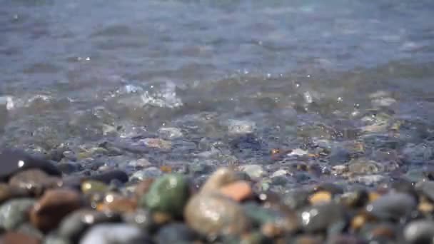 Sea Pebbles and Ocean Waves on the Beach — Stock Video