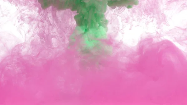 Tinta rosa y verde en el agua — Foto de Stock