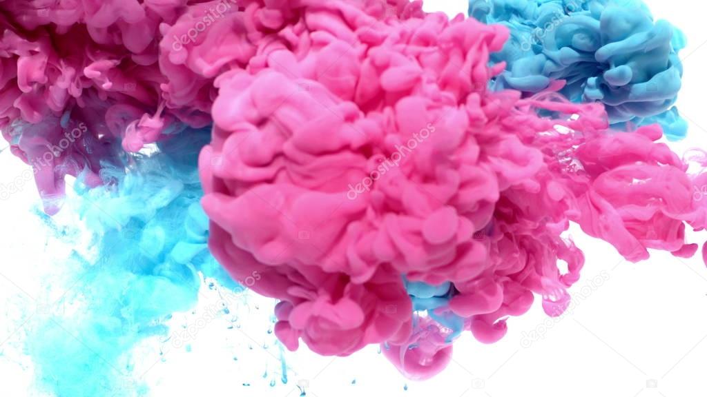 Pink and Blue Ink in Water