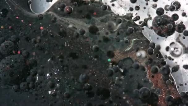 Tinta de óleo de movimento lento de bolhas de cores brilhantes — Vídeo de Stock