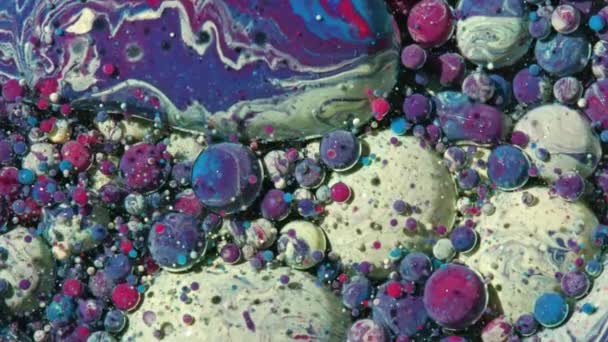 Tinta de aceite de cámara lenta burbujas de colores brillantes — Vídeo de stock