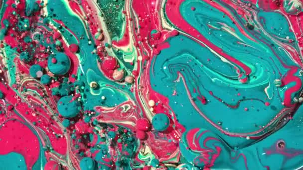 Tinta de aceite de cámara lenta burbujas de colores brillantes — Vídeos de Stock