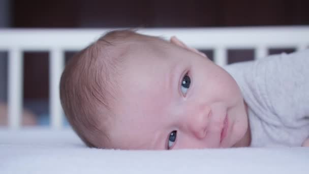 Baby Lying in Bed at Home — Stock Video