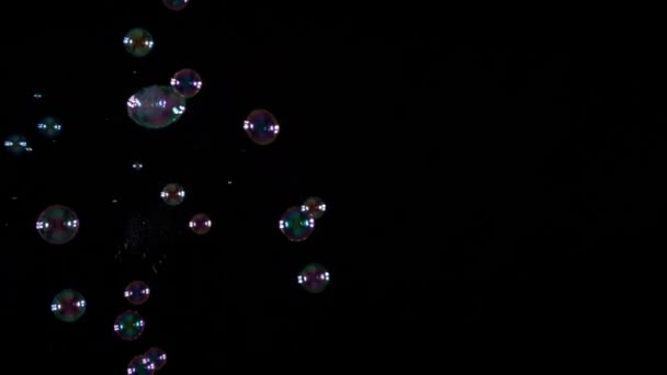 Soap Bubbles on Black Background — Stock Video