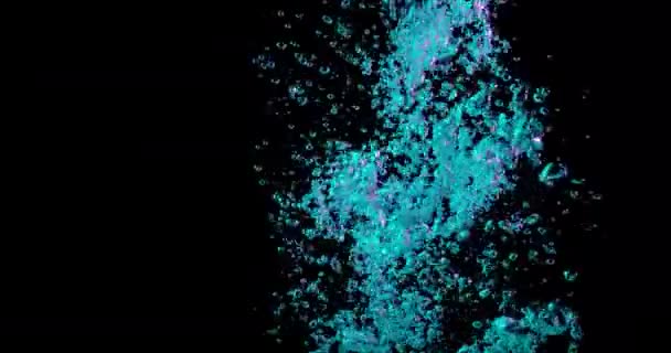 Aquamarin Blasen einen schwarzen Hintergrund — Stockvideo