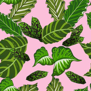 Tropikal yapraklarla kusursuz desen