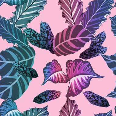 Tropikal yapraklarla kusursuz desen