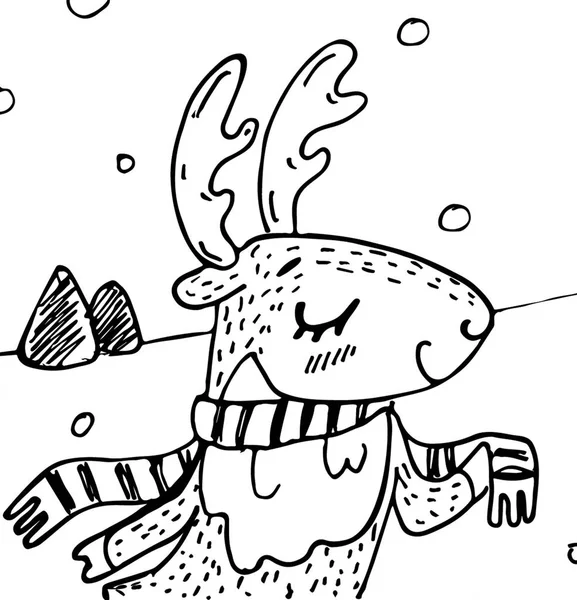 Счастливый олень в зимний день — стоковый вектор