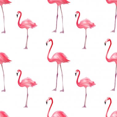 Pembe flamingo ile Seamless modeli. Mor kuş arka plan. Tekstil, tebrik kartı, t-shirt baskı ve başka bir tasarım için iyi.
