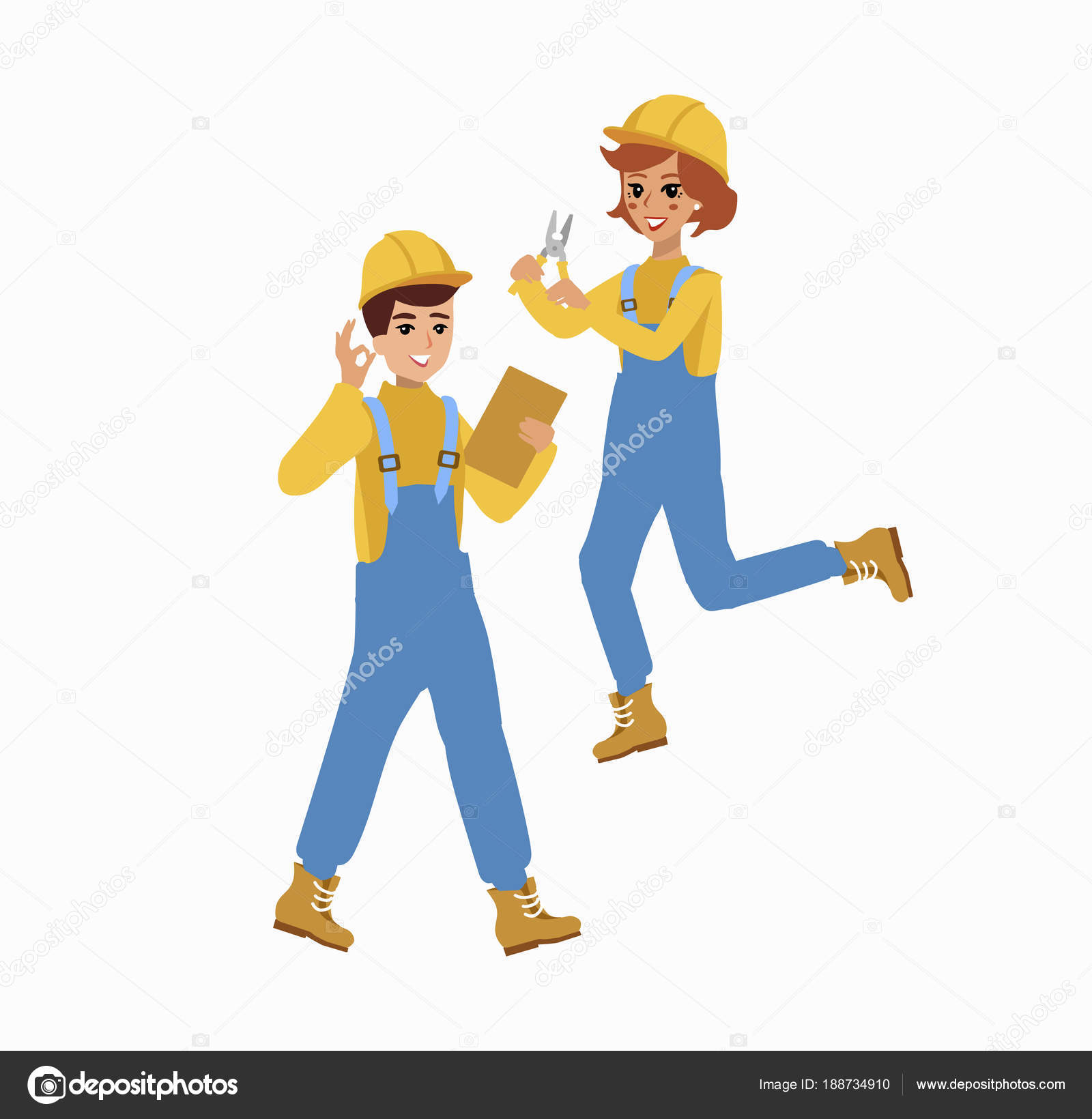 construction female and male worker character vector design animate