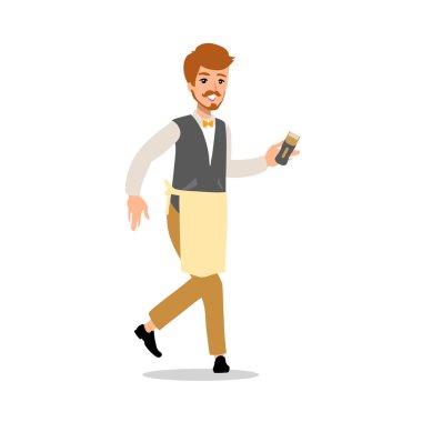 Vektör düz stil karakter Kuaför adam farklı statik teşkil kümesi. Beyaz arka plan üzerinde izole.