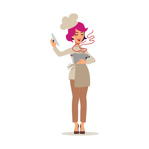 Cocinar diseño de vectores de caracteres femeninos. Personaje animado. Conjunto de persona divertida de dibujos animados. Aislado sobre fondo blanco . — Archivo Imágenes Vectoriales