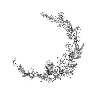 Çiçek şerit afiş kümesi. Çizilmiş vektör Vintage çiçek afiş ver. Mürekkep illüstrasyon kroki. Afiş ile yapraklar, çiçekler ve kuşlar.