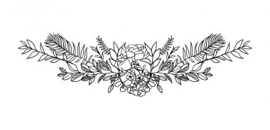 Çiçek şerit afiş kümesi. Çizilmiş vektör Vintage çiçek afiş ver. Mürekkep illüstrasyon kroki. Afiş ile yapraklar, çiçekler ve kuşlar.