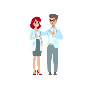 Çekici doktor. Sağlık görevlilerinin birkaç. Komik karakter tasarımı. İllüstrasyon karikatür. Sağlık kavramı yaratıcısı. Doktor şahsiyet çifti.