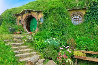 Matamata, Yeni Zelanda - 15 Ocak 2015: Hobbitköy - film c ayarla