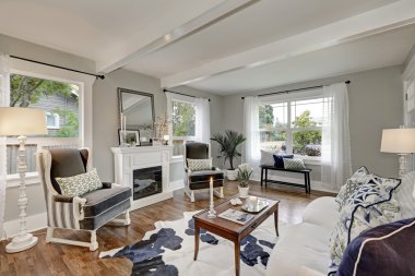 Siyah ve beyaz iç lüks oturma odası