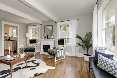 Siyah ve beyaz iç lüks oturma odası