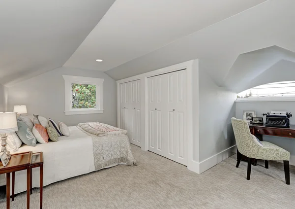 Simply furnished Attic bedroom interior — Stock Photo, Image