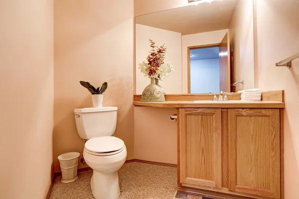 Mezzo bagno interno con pareti rosa chiaro — Foto Stock