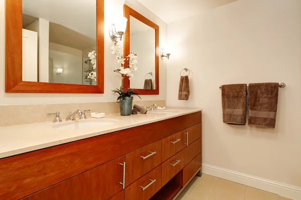 View of modern bathroom vanity cabinet — Stock fotografie