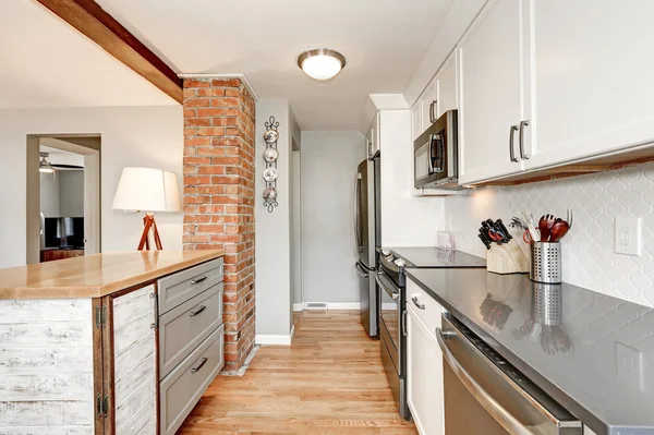 White and grey  kitchen room interior — Stock Photo, Image