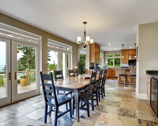 Dining room interior with stone floor — Stock Photo, Image