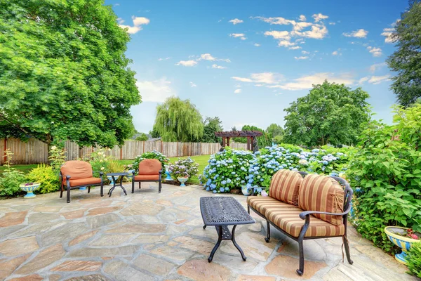 Well designed patio area with stone floor. — Stock Photo, Image