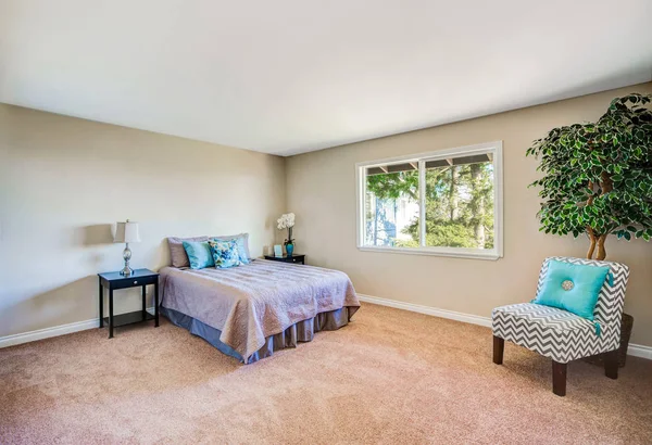 布置简单卧室用多彩的枕头 — 图库照片