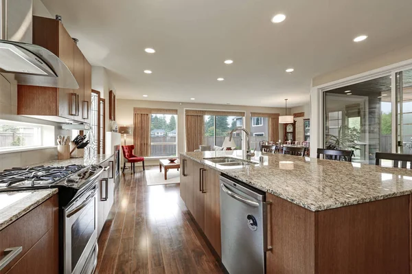 Bright modern open plan kitchen room interior — Stock Photo, Image