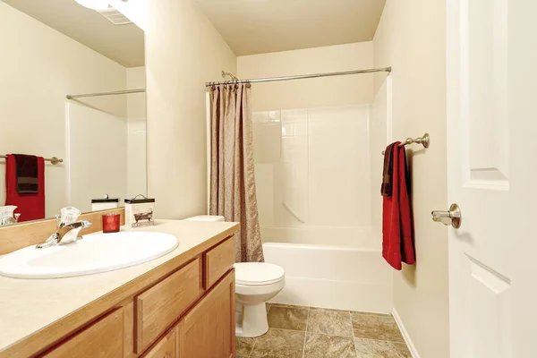 Bathroom interior in beige and brown colors. — Stock Photo, Image