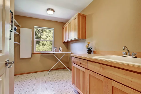 Tvätt rum interiör med fåfänga skåp — Stockfoto