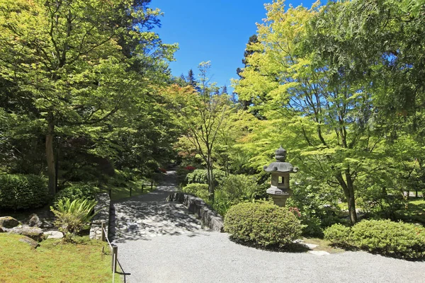 TACOMA,WA - JUNE 12, 2010: Japanese Garden in Seattle, WA. Stone trail in the woods — Stock Photo, Image