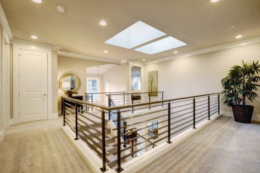 Second floor landing features skylight over the staircase clipart