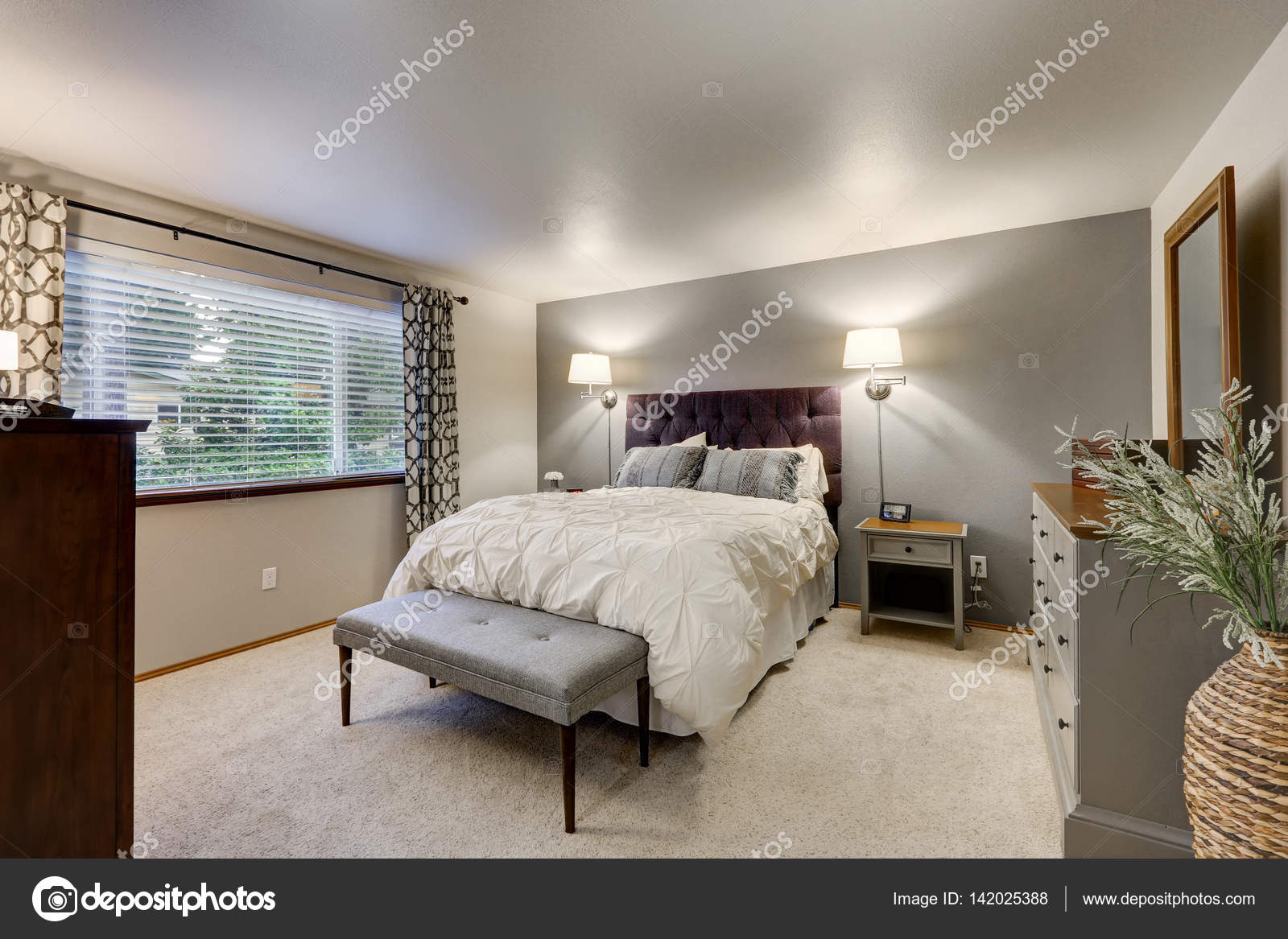 Plum Accent Wall Bedroom Lovely Bedroom With Grey Accent