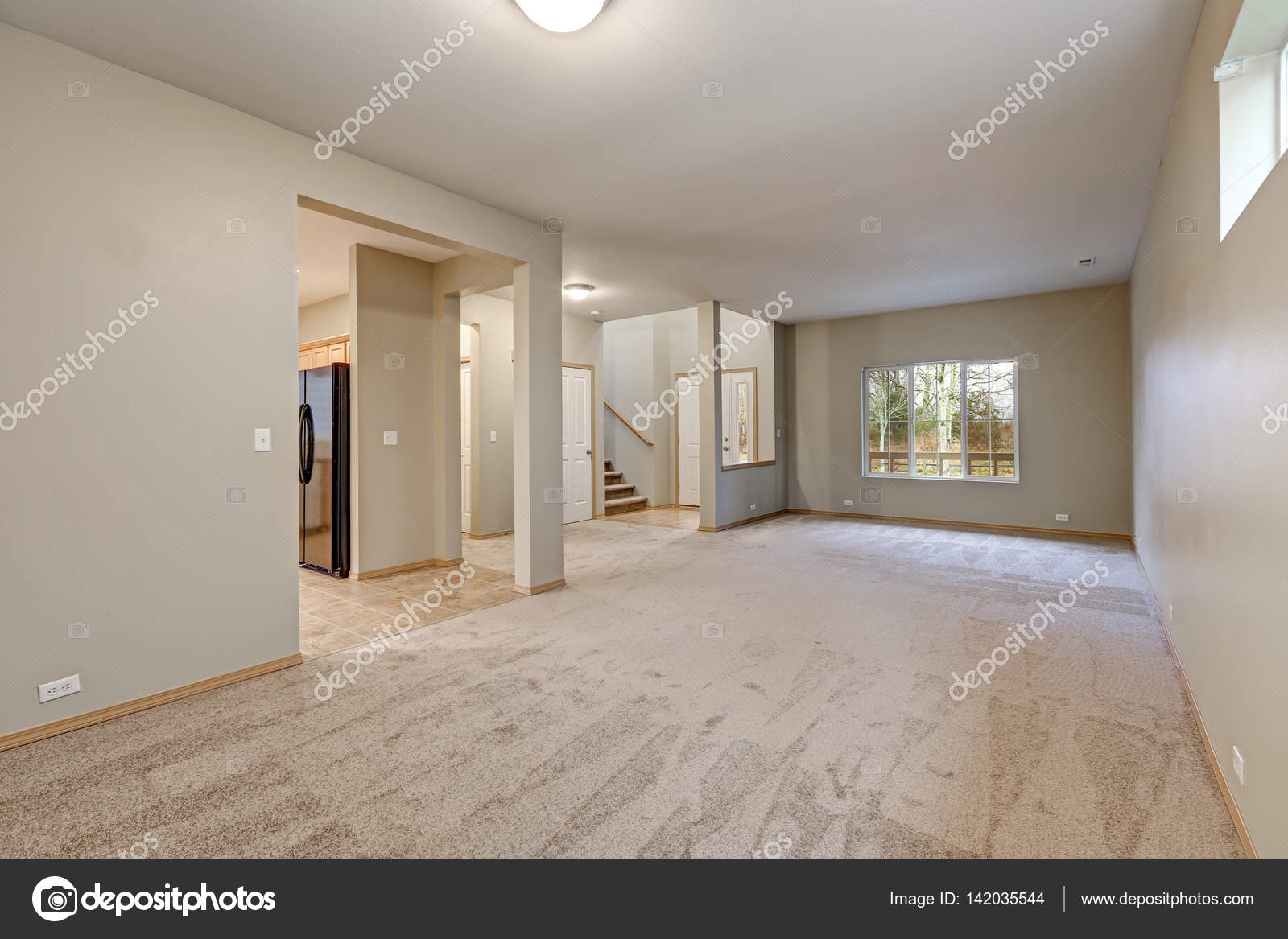 Casa Beige Interior Vacío Interior Color Beige De Nuevo